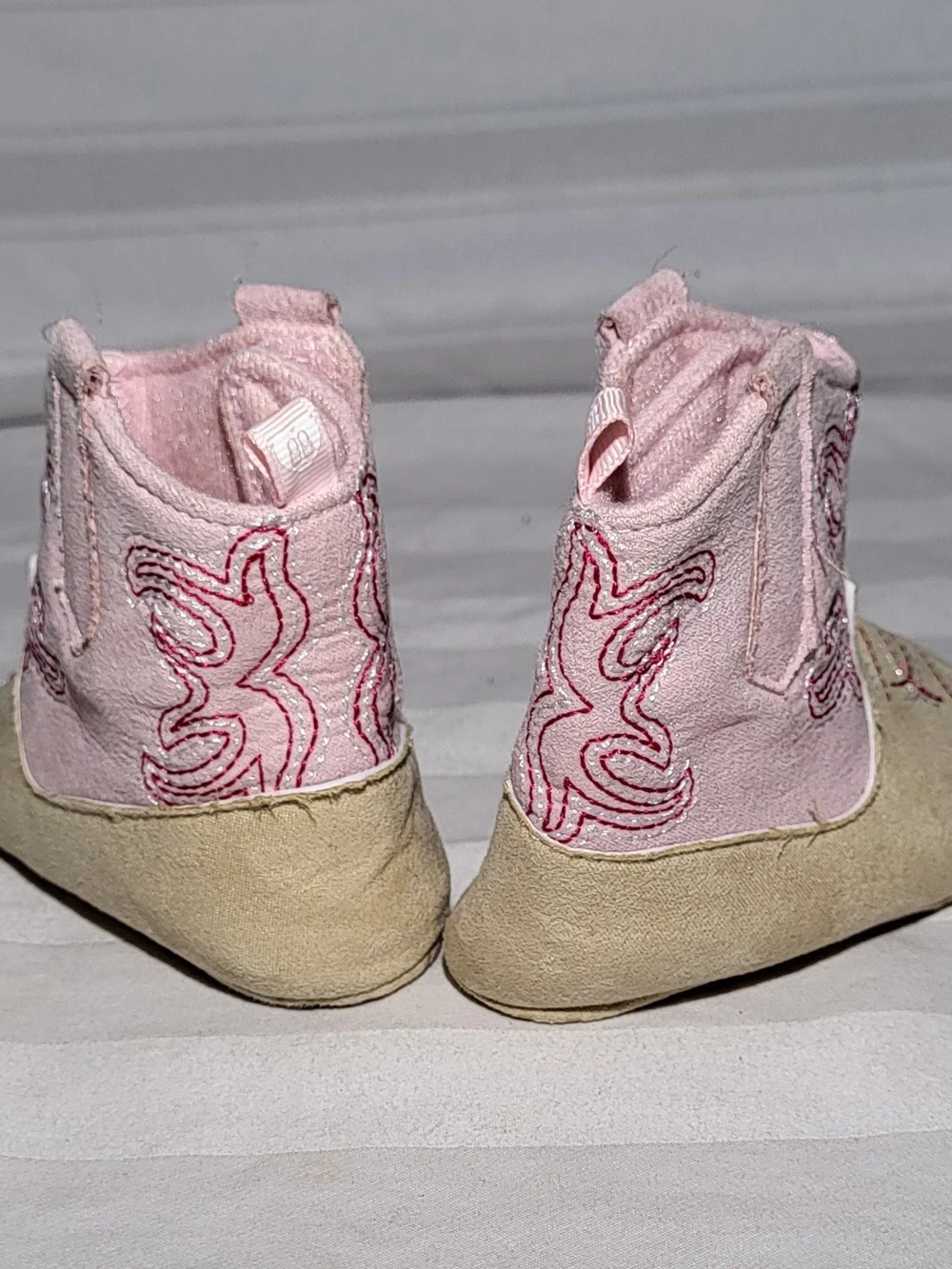 Pink & Tan Baby Western Booties - Infant Walker Shoes